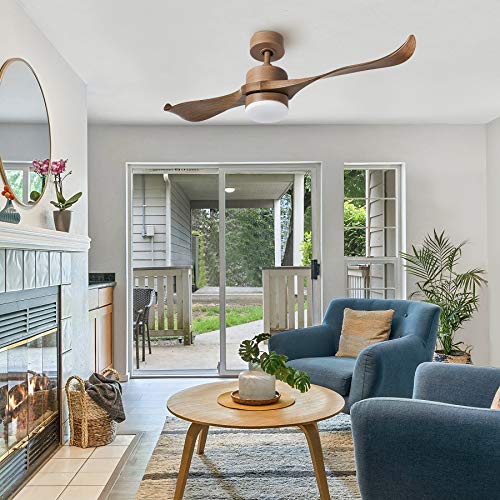 image for CO-Z 52-Inch Ceiling Fan with 2 Walnut Color ABS Blades and White Glas