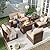 Aoxun 7 Pieces Patio Furniture Set with 44” Fire Pit Table Wicker Rattan Outdoor Sectional Conversation Set with Coffee Table and 4” Thickened Cushions, Beige (Waterproof Cover Included)