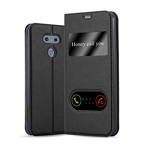 Cadorabo Funda Libro para LG G6 en Negro Cometa - Cubierta Proteccíon con Cierre Magnético, Función de Suporte y 2 Ventanas- Etui Case Cover Carcasa