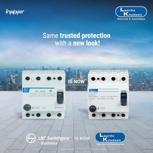 Image of Lauritz Knudsen (Formerly L&T Switchgear Business) India Earth Leakage Circuit Breakers (ELCBs) -2 Pole 40A 300mA | Pack of 1