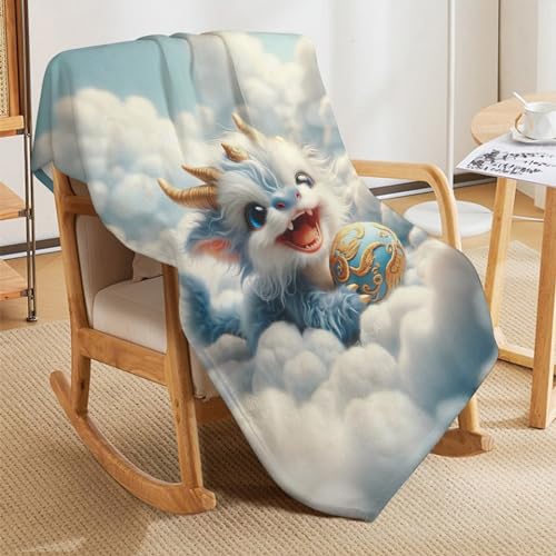 Couverture en flanelle cadeau plaid dragon mignon pour enfant et adulte