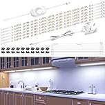 Hensam Under Cabinet Lights - 6PCS*50cm LED Light Strips, Dimmable Counter Light for Kitchen, Shelf, Cupboard, Cabinet, Closet, 12V Adapter, Dimmer, 6000K White, 180 LED, 1500lumen