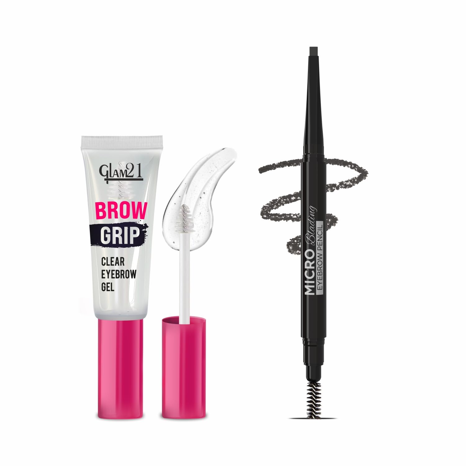 Glam21 Brow Grip Clear Eyebrow Gel,12gm & Micro Blading Eyebrow Pencil with Spoolie- Black,0.3g | Waterproof, Long-Lasting, Natural Finish | Defines, Styles & Sets Brows |Combo Pack Of 2-image-20