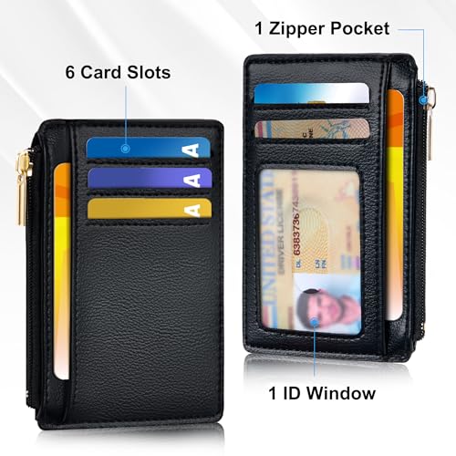 Image of Tipmile Mens RFID Wallet, Small Slim Business Credit Card Holder, Mens Gift | Mini Tiny Cute ID Case, Minimalist Zipper Pocket Wallet, Thin Coin Purse, Mothers Gift