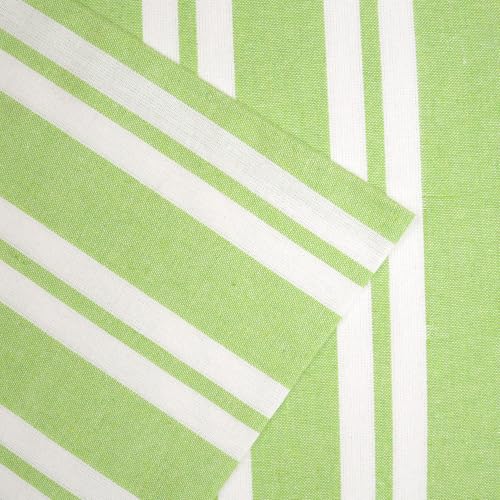 Image of Encasa XO Farmhouse Throw Pillow Covers Set of 2 (20x20 in) Franca Lime Stripes | Decorative Cushion Covers No Inserts | Plaid and Stripes Pillow Covers for Living Room, Couch