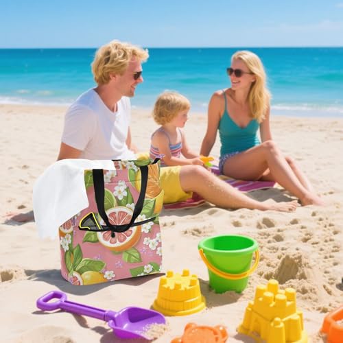 Bolsa de hombro con flores de limón rosa y cierre de cremallera 7