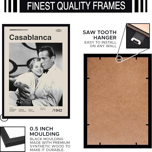 Image of BLINKART Casablance (1944) Movie Poster Frame 8x12 Inch | Premium 300 GSM Paper Wall Print | Mid Century Vintage Film Artwork for Home, Bedroom, Living Room, Office | Framed Photo Decor
