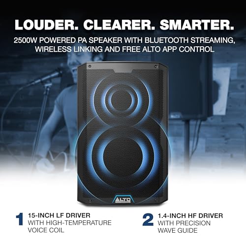 Image of Alto Professional TS415-2500W 15-Inch Active PA Speaker, 3-Channel Mixer, Bluetooth Streaming, Wireless Speaker Connection, DSP and Alto App