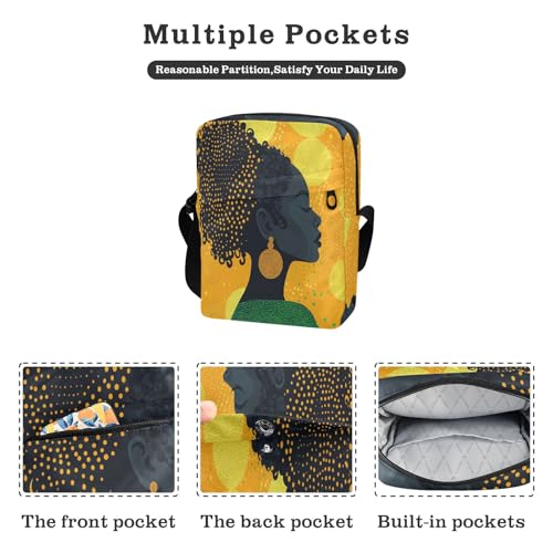 mens messenger bag mens shoulder bags crossbody small crossbody purse Adjustable Strap for Casual Casual- African Beuaty Dots2