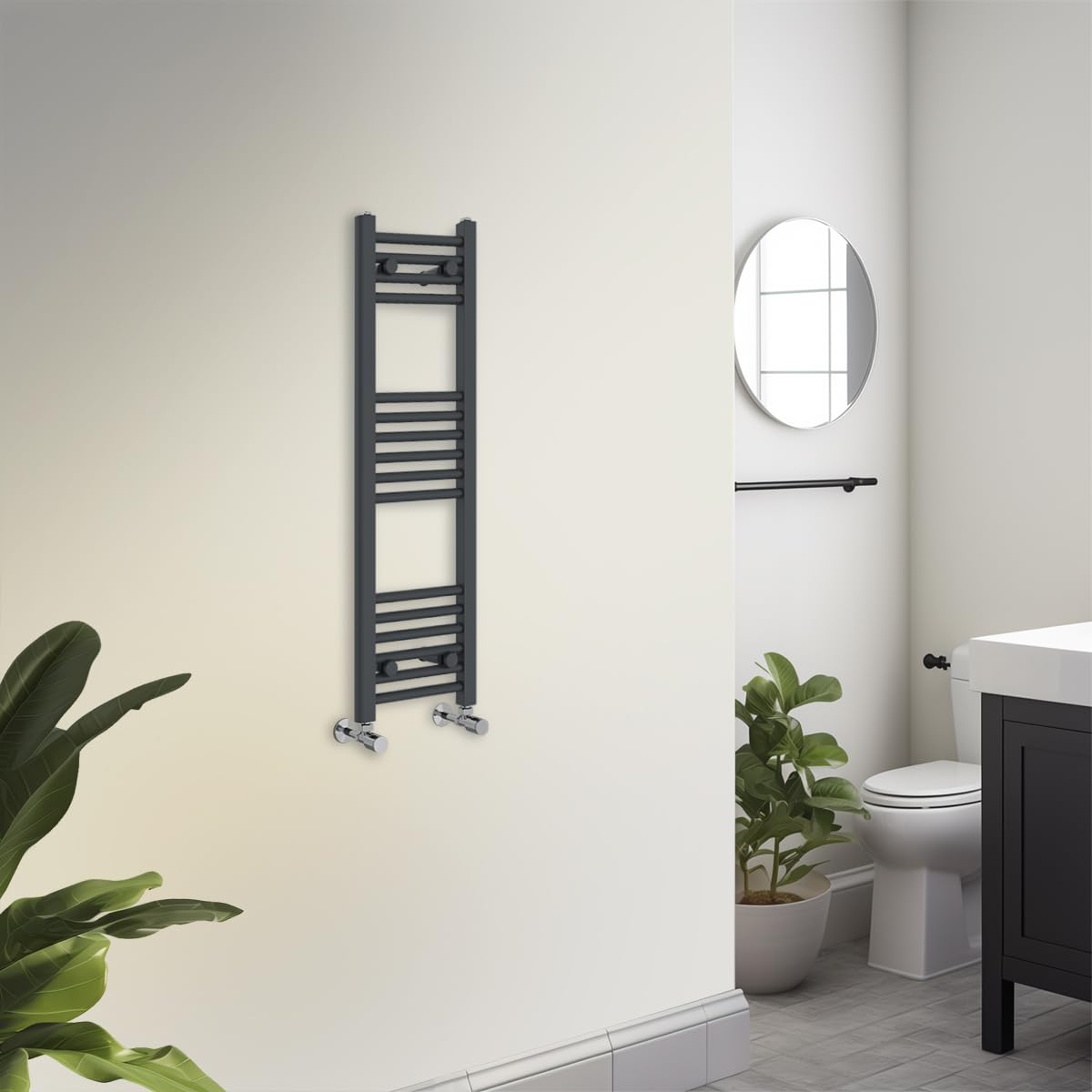 Warmehaus Towel Radiator 1000 x 300mm Grey Contemporary Bathroom Towel Rail - Straight