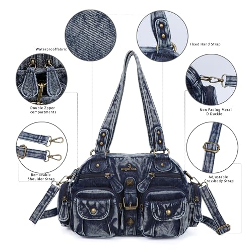 Image of Angel Kiss Hobo Crossbody Purses for Women Shoulder Bag Multipocket Soft Hobo Purses Removable Strap Leather Handbags