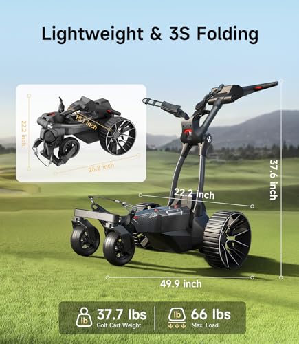 NAVEE Birdie 3 Electric Golf Cart, 295ft Remote Control, Smart Power Assist, 36 Hole Battery, 240W Dual Motor, All Terrain 4+1 Wheels, Foldable, Smart App, Adjustable Speed Electric Golf Push Cart — view 5