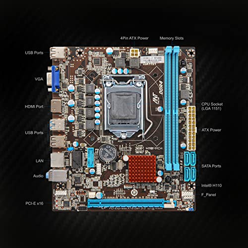 Image of Ant Value H110MAD4 mATX Gaming Motherboard LGA1151 Support Intel 6th and 7th Generation i3 /i5 /i7 DDR4,USB 3.0 Ports, HDMI Port, HD 6 Channel Audio
