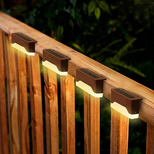 Solar Step Lights Outdoor, Waterproof LED Solar Deck Lights for Stairs, Patio, Fence, Walkways - Auto On/Off 4 Pack (Warm Light)