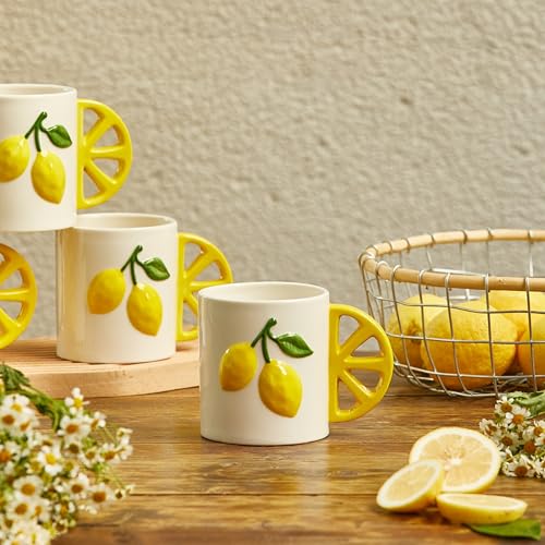 Taza artesanal Bico con asa limón 16 oz miniatura 4