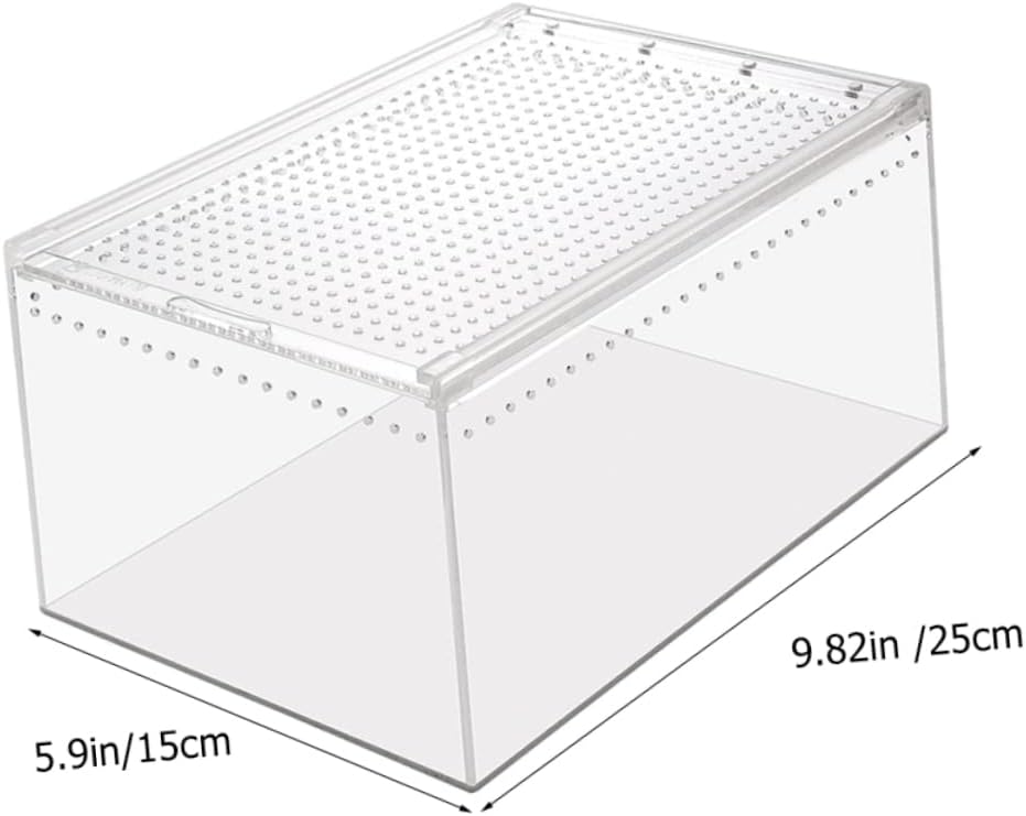 Yardwe Transparent Reptile Enclosure Leakproof Feed Bin for Tarantula Scorpion Gecko with Ventilation Design for Stable Airflow