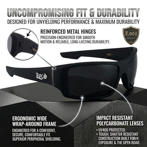 Image of Locs Men's Rectangular Hardcore Wrap Sunglasses - 9054 & 91264 Series