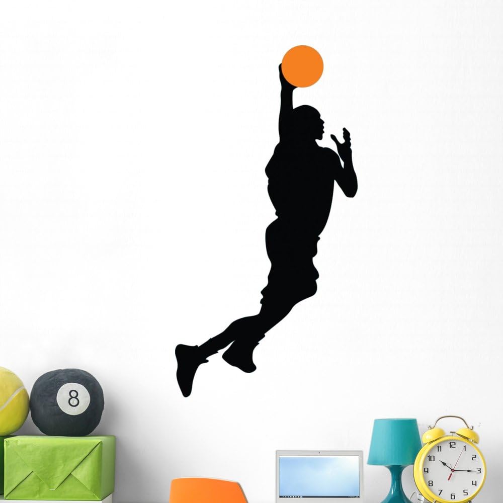 Wallmonkeys Basketball Player Silhouette Wall Decal Peel and Stick Graphic (48 in H x 25 in W) WM270485