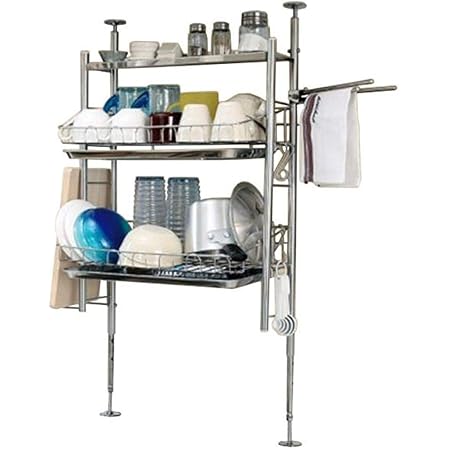 Amazon 水切りラック 突っ張り シンク上 大容量 バスケット 2段 おしゃれ ステンレス デラックスタイプ 燕三条製 日本製 S 19 水切りラック オンライン通販