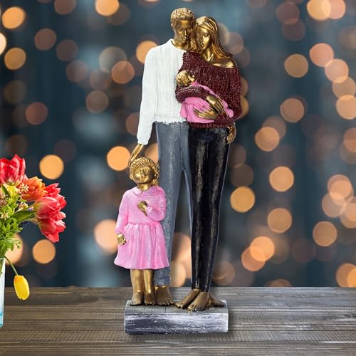 Elegant Gold Couple Figurine – Romantic Poly-Resin Sculpture for Home Décor, Anniversary, and Valentine’s Day Gift – Intricately Designed Love Statue (Pink) — photo — 8 of 9