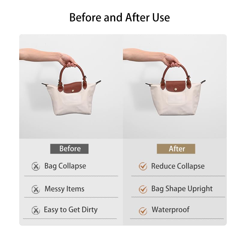 D.DUO Organizador para Longchamp, organizador de inserción de bolso, organizador de inserción de bolsa de papel impermeable para bolsa de mano (Negro, Grande)