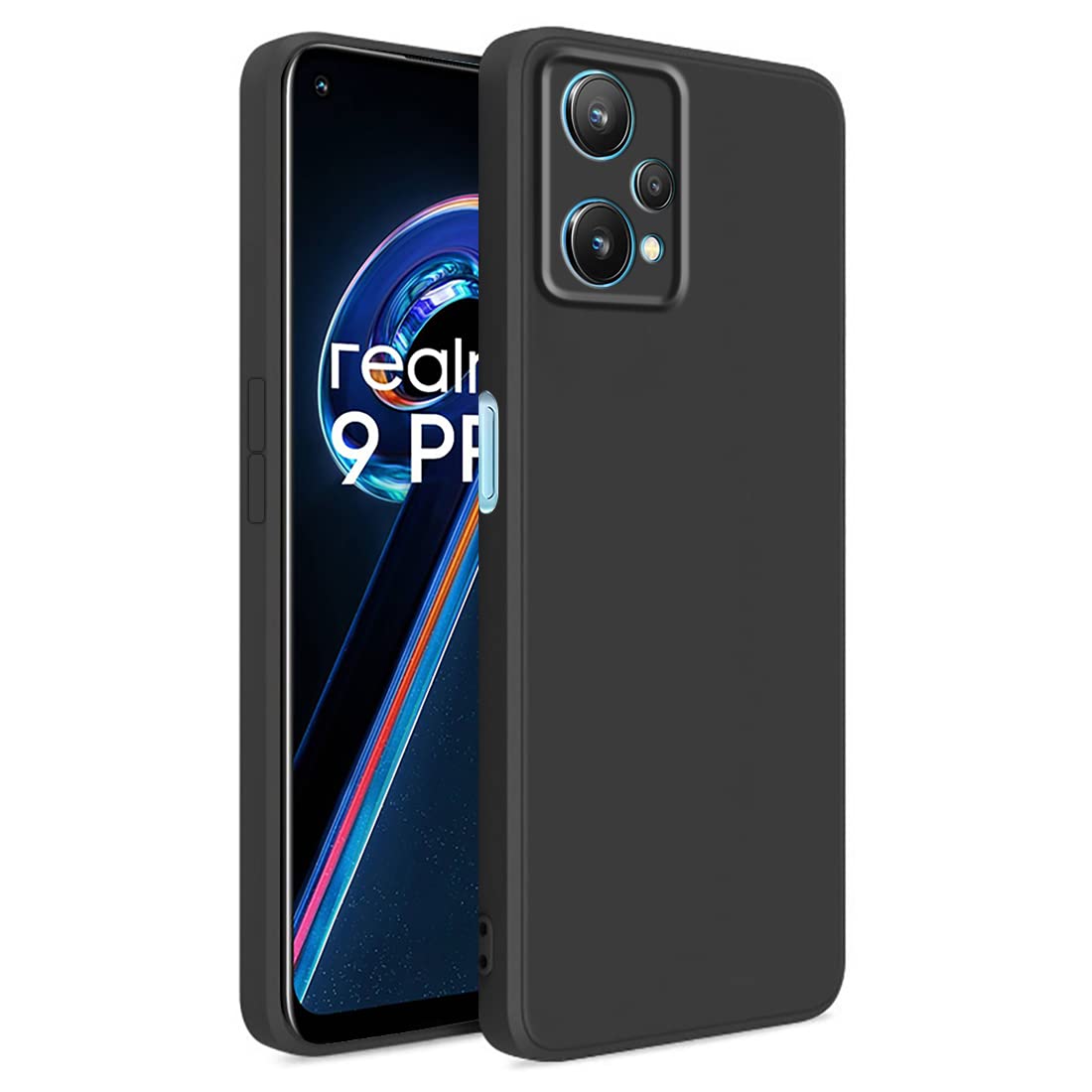 CasotecBack Cover for Realme 9 Pro 5G | Full Camera Protection | Liquid Silicon Case | Flexible Bumper Case for Realme 9 Pro 5G (Black)