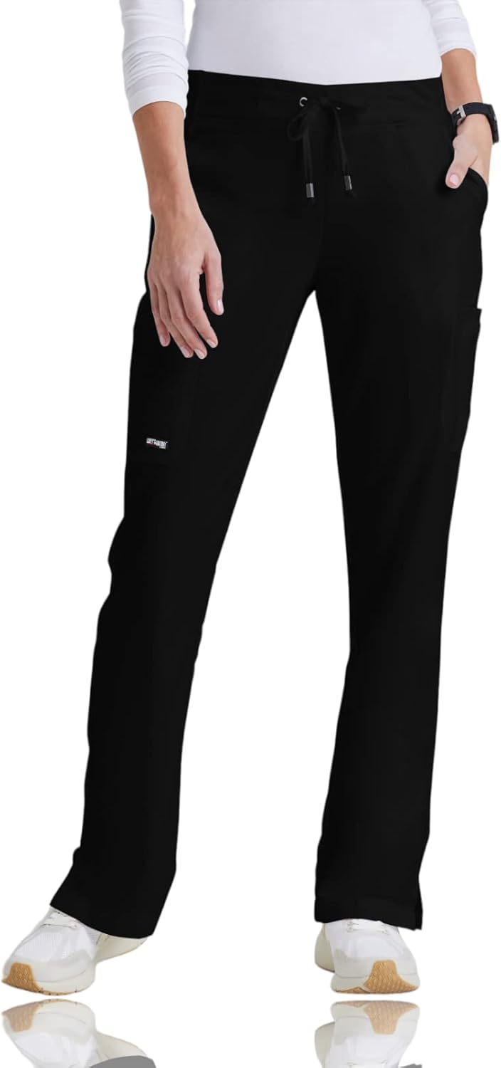 BARCO Grey's Anatomy Scrubs - Mia Scrub Pant for Women, Elastic Back Waist, Mid-Rise Shaped Leg Women's Scrub Pant XX-Small Tall Black