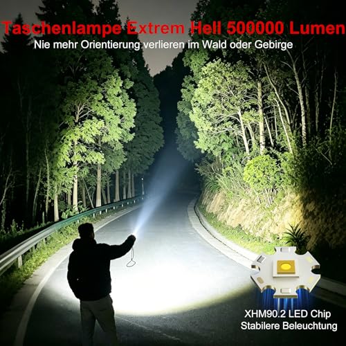 Shadowhawk 1000000LM Taschenlampe LED Aufladbar 24h Laufzeit -Bis zu 1000m – Ansicht 3
