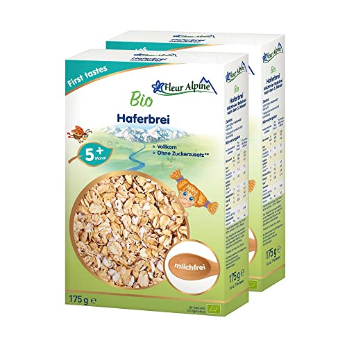 FLEUR ALPINE Bio Babybrei Hafer 2er Pack - Abendbrei Baby Haferflocken | Nahrhaftes Porridge | Einfache Zubereitung | Getreidebrei 5+ Monate ohne Zuckerzusatz | 2x7 Portionen FLEUR ALPINE Bio Babybrei Hafer 2er Pack - Abendbrei Baby Haferflocken | Nahrhaftes Porridge | Einfache Zubereitung | Getreidebrei 5+ Monate ohne Zuckerzusatz | 2x7 Portionen