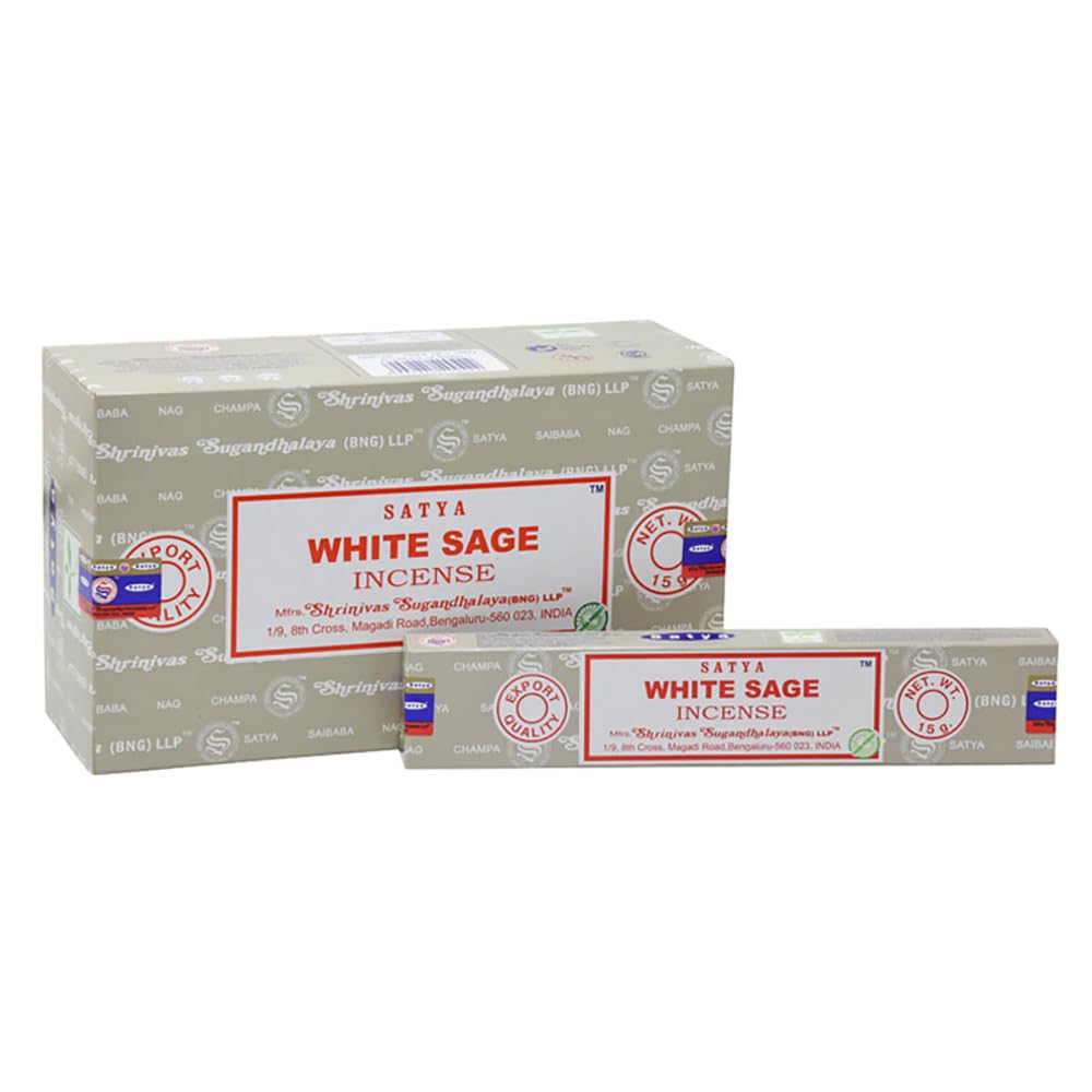 VIE Satya Incense Sticks, 12 Packs x 15g, White Sage