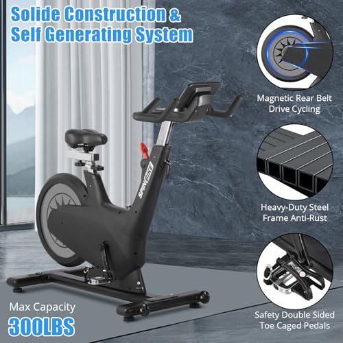 Image of Exercise Bike for Home, Magnetic Exercise Bike w Self-Powered System, 350LB Capacity Indoor Fitness Cycling Bike 32-Level Adjustable Magentic Resistance, Stationary Bike with Tablet Holder