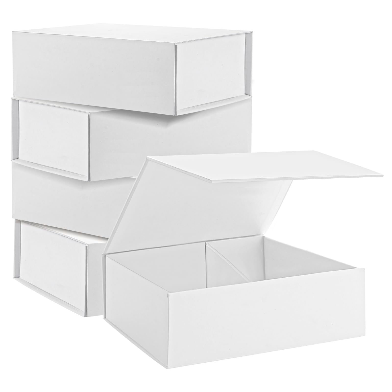 5 Pcs White Gift Box 25x18x10cm, Large Gift Boxes for Presents, Luxury Present Box with Magnetic Lid for Presents Wedding Birthdays, Holidays, Anniversaries Gift Packaging