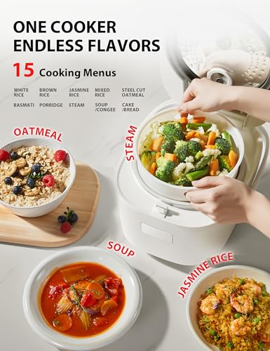 TOSHIBA OriginTaste Rice Cooker 5.5-Cup Uncooked, Fuzzy Logic, 15-in-1 Functions, Digital Display, Delay Timer, Keep Warm, Nonstick Inner Pot, White - Image 6