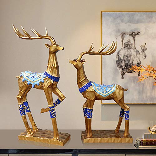 Statue de cerf dorée en résine sculptée, art de table d'exception