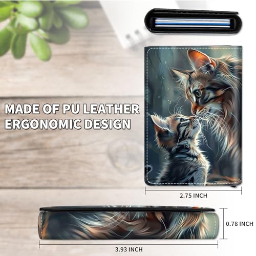 Slim Wallet for Men, Pop Up Card Holder RFID Blocking Metal Wallet Two Cats Design Holds Up to 9 Cards, Pop Up wallet for Notes and Coins and Debit Cards2