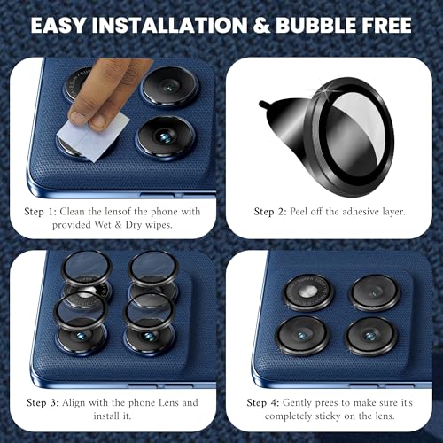 Image of ArmourPro Camera Rings Tempered Glass for Motorola Edge 60, Tough HD Individual Aluminum Alloy Rings 9H Camera Cover, Scratch-Resistant,Camera Lens Protection| Black, 1 Pack