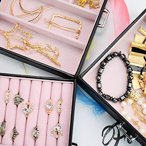 Toribio Huge Jewelry Box, Jewelry Organizer 6 Tier With Mirror, Faux Leather Jewelry Storage Case With Small Travel Case, Best Gift For Girls Women Necklace Earring Bracelets Holder Organizer, Black #TOP6