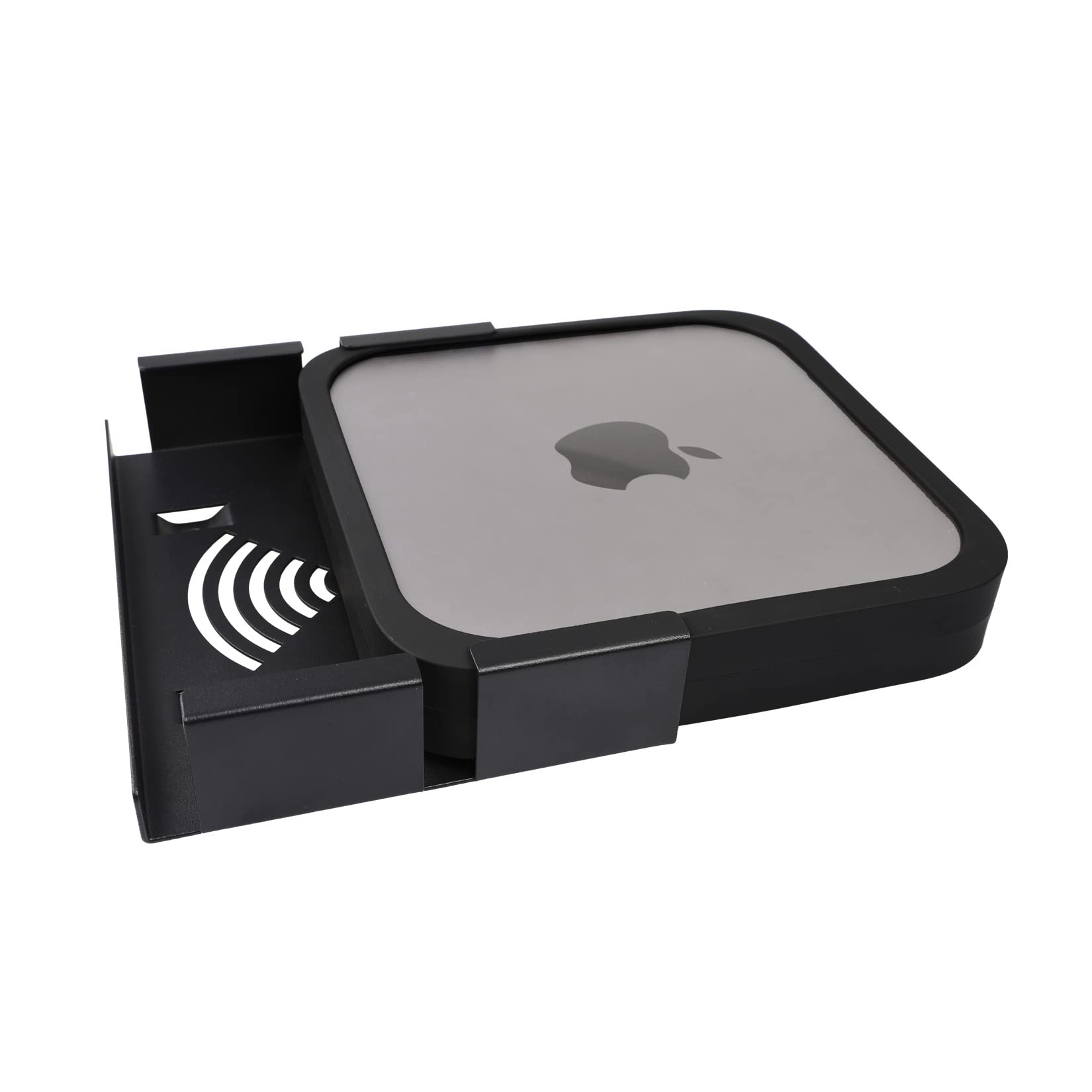 HTLAKIKJ Mac Mini VESA Mount - Metal Mount Frame for Mac Mini 2010-2021, VESA Mount/Wall Mount/Under Desk Mount Holder with Silicone Coverage