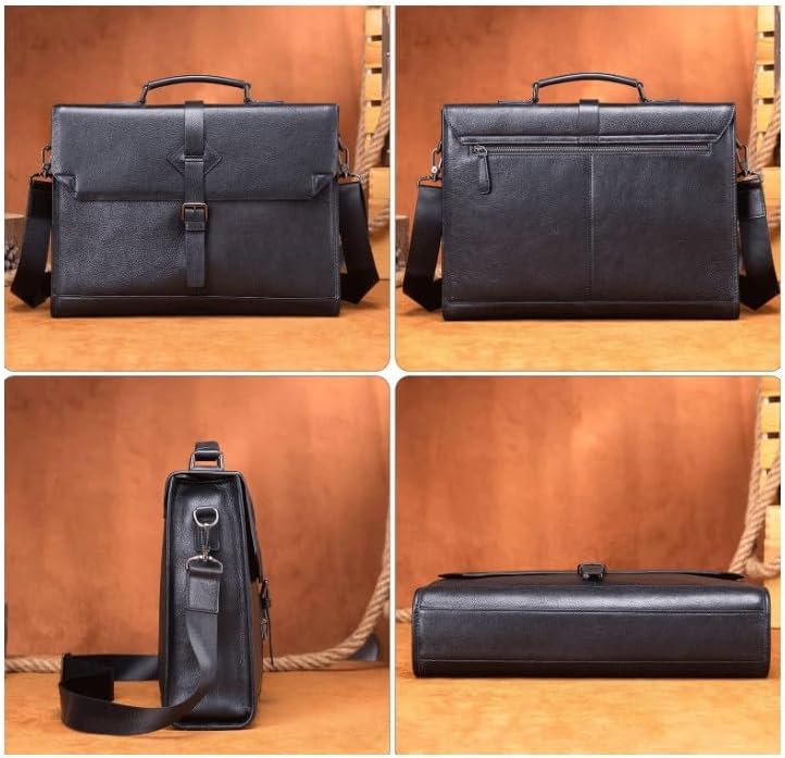 Business Genuine Leather Briefcase Men's Casual Crossbody Large Capacity Laptop Bag