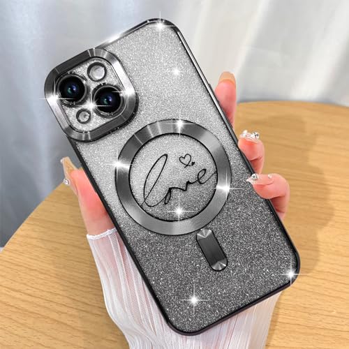 Image of ZIYE Magnetic Case Designed for iPhone 14 Glitter Case-Black