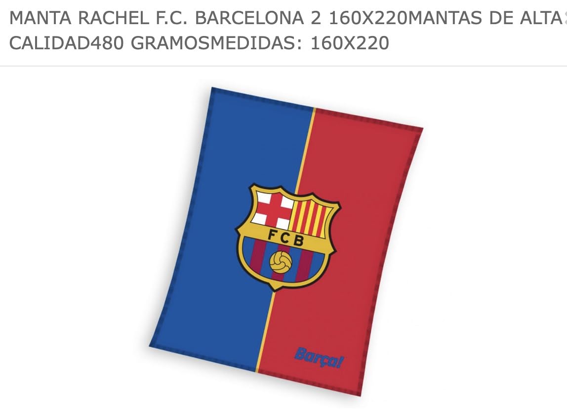 Manta de Barcelona Equipo de Fútbol 160x130cm, Equipación Fútbol Barcelona, Regalo Barcelona, Accesorios del Barcelona, (Manta, 160X220 cm)