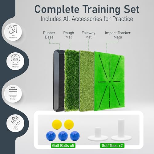 3 in 1 Golf Hitting Mats Training Equipment, 3 Replaceable Golf Practice Mat, Lightweight Portable, Anti Slip, Rubber Base, Heavy-Duty Foldable Mats for Indoor & Outdoor - Image 3