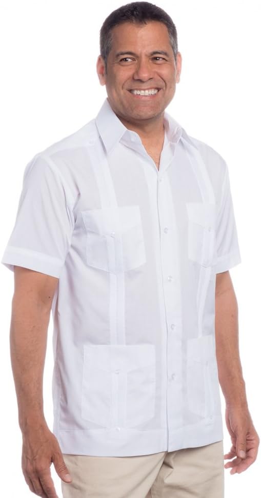 MYCUBANSTORE.COMTraditional Cotton Blend Guayabera Men’s Short Sleeve Shirt