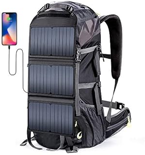 External Frame Hiking Backpack 68L with 20 Watts Solar Charger Panel Survival Backpack