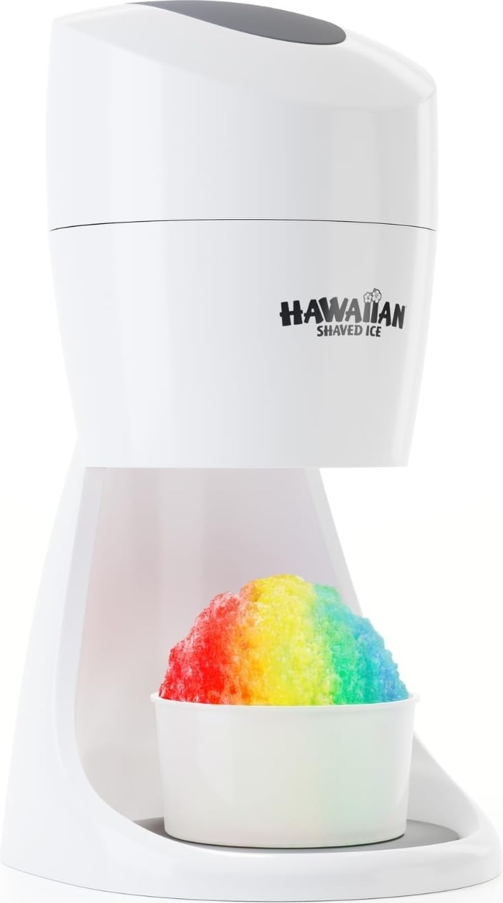 S900A Snow Cone and Shaved Ice Machine with 2 Reusable Plastic Ice Mold Cups, Non-slip Mat, Instruction Manual, 1-year Manufacturer’s Warranty, 120V, White