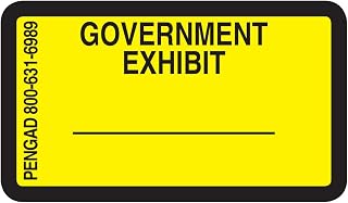 Legal Exhibit Label Stickers, 7/8 x 1-1/2 inches, 480 Labels per Pack (Government Exhibit Yellow)