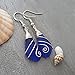 Yinahawaii Handmade Hawaiian Sea Glass Earrings, Wire Wrapped Earrings, Sea Glass Jewelry For Women Beach Jewelry For Women, Unique Birthday Gift For Women (Cobalt - September)
