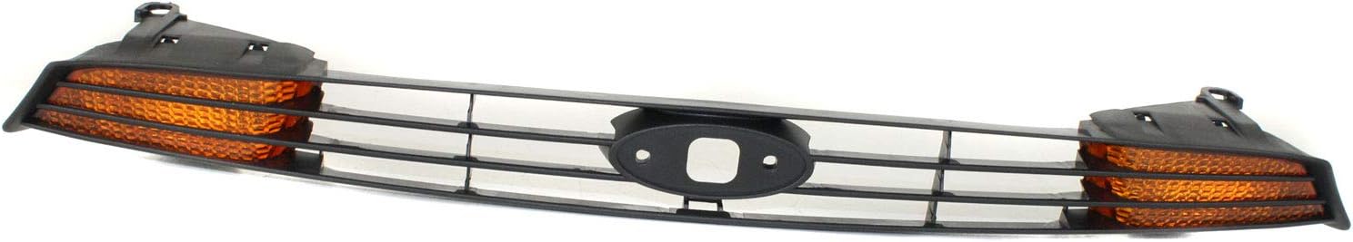Evan-Fischer Grille Assembly Compatible with 2000-2004 Ford Focus Paintable Shell and Insert with Amber Turn Signal Lamps