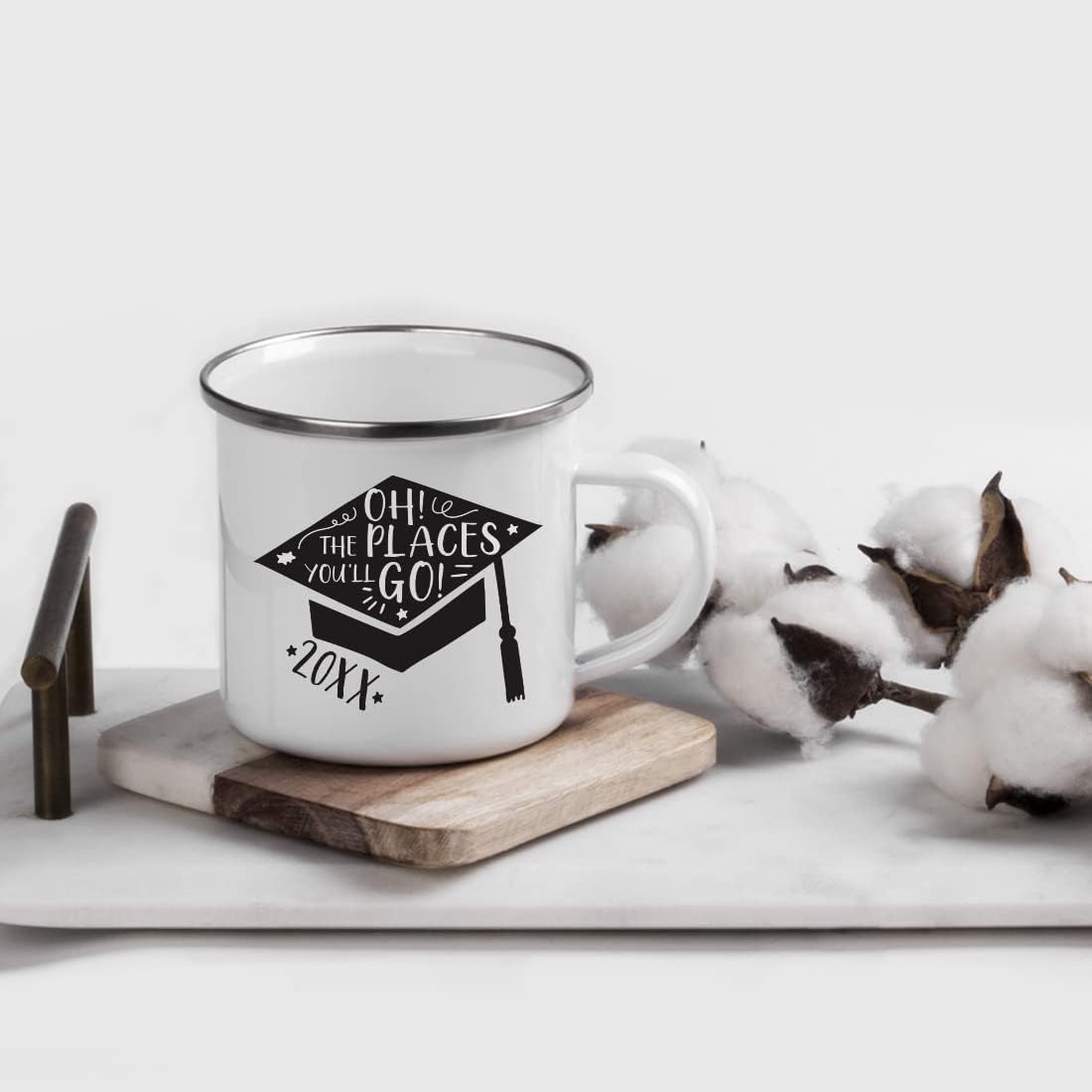 Andaz Press Funny Graduation 11oz. Stainless Steel Campfire Coffee Mug Gag Gift, Oh The Places You'll Go!, 2026, 1-Pack, Enamel Camp Funny Witty Present Ideas for Him Her Classmate Friend