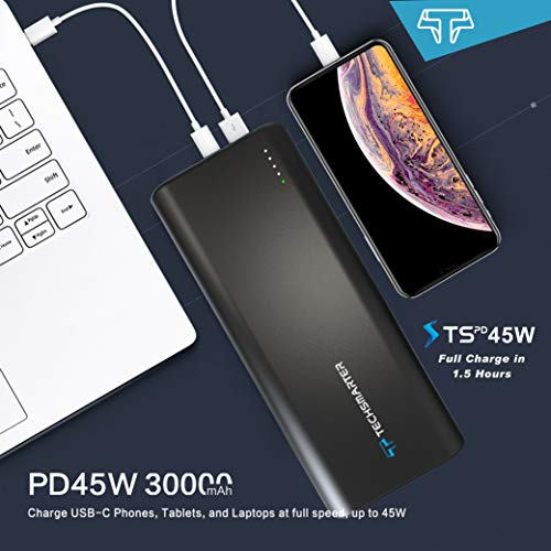 Techsmarter 30000Mah 45W Power Delivery Usb C Pd Power Bank, Laptop Portable Charger Compatible With Steam Deck, Iphone, Macbook, Chromebook, Ipad, Galaxy, Lg, Motorola, Androids #TOP6